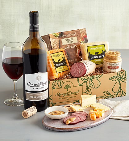 Classic Meat and Cheese Gift Box with Wine